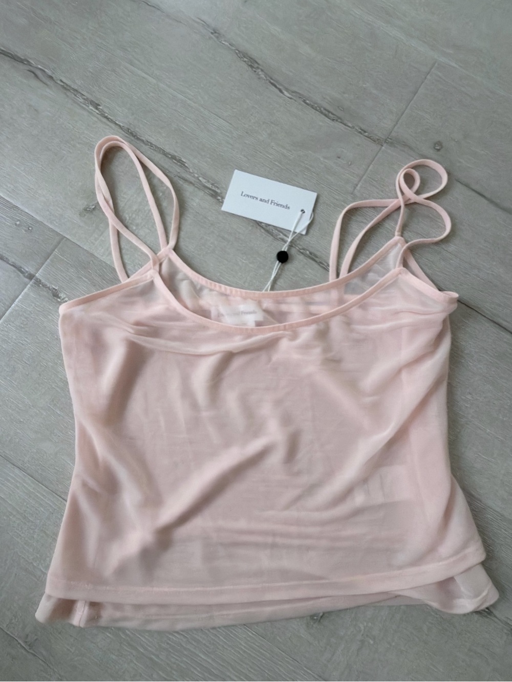 Lovers + Friends Pale Pink Double Spaghetti Strap Sheer Cami
